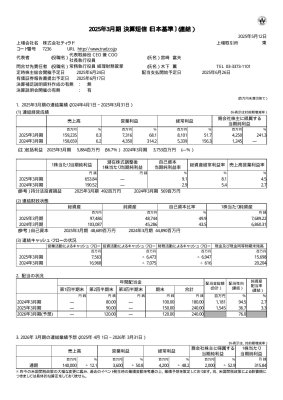 2025年3月期 決算短信を掲載いたしました