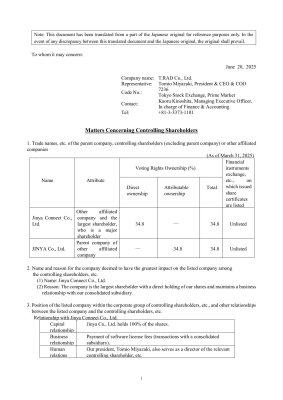 Matters Concerning Controlling Shareholders